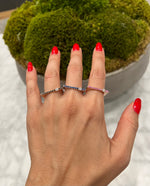 14K White Gold Blue Sapphire And Diamond Stacking Bar Ring - Abtin & Company 