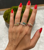 14K Yellow Gold Diamond & Ruby Bezel Bypass Ring Band - Abtin & Company 