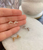 14K Gold Chevron Diamond Stud Earrings - Abtin & Company 