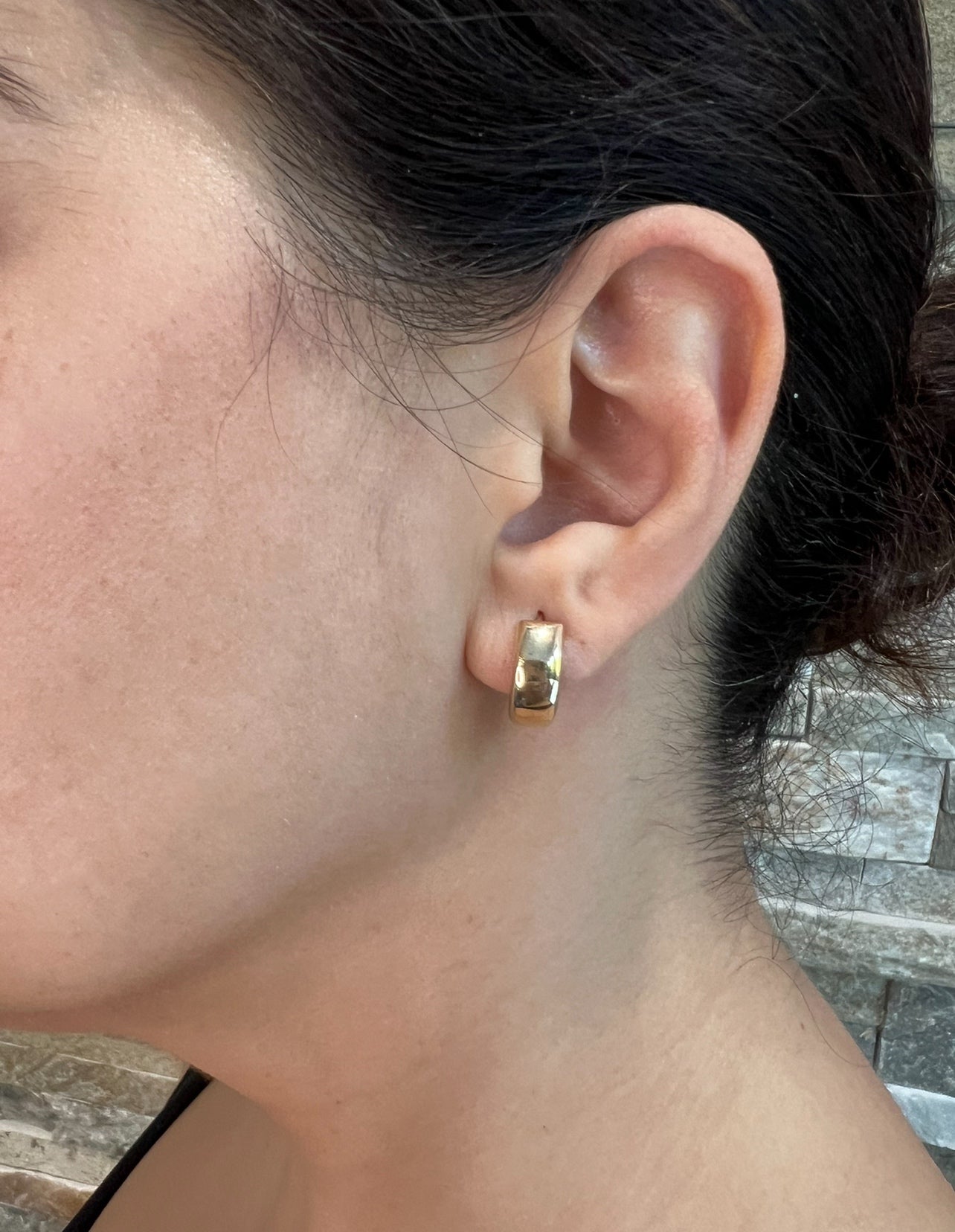 14K Gold Domed Hinge Huggie Earrings