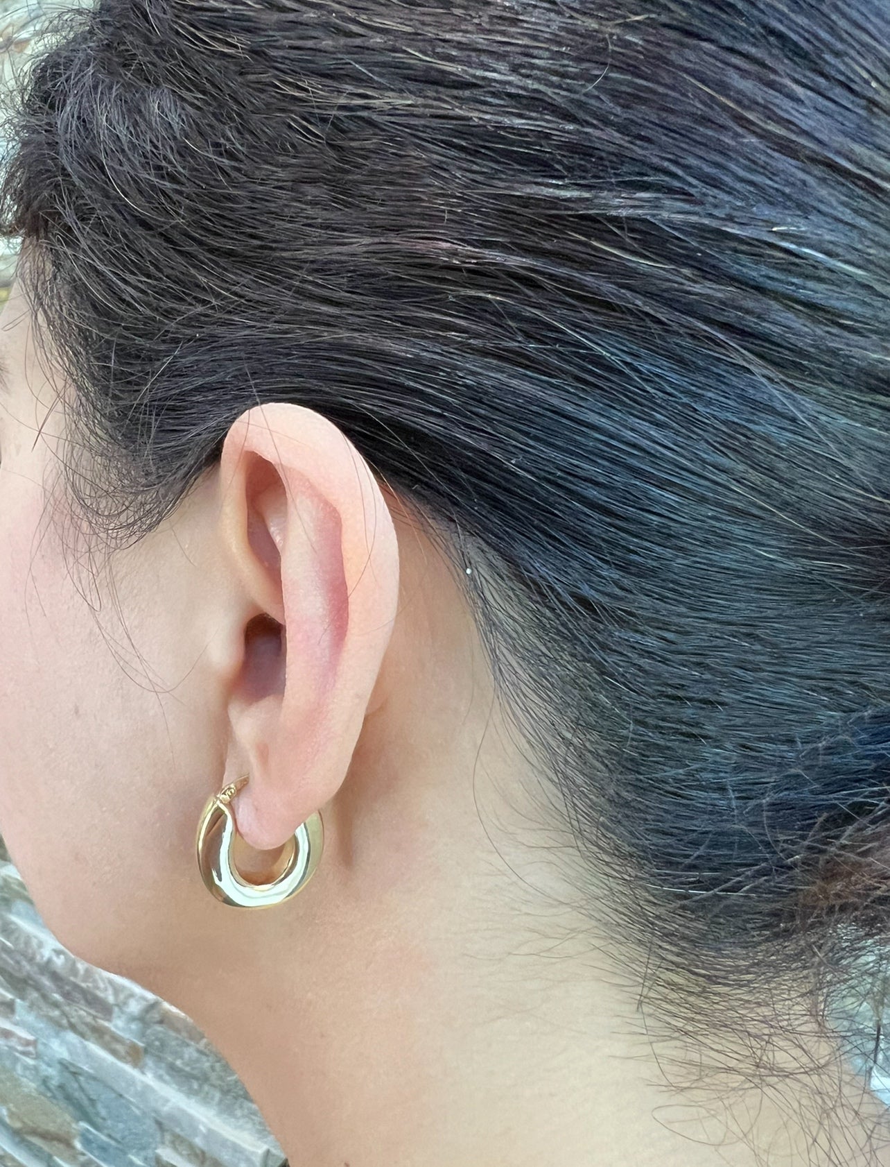 14K Gold Flat Huggie Earrings