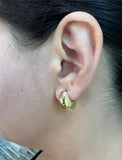 14K Gold Hammered Huggie Earrings