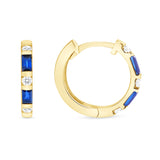 14K Gold Blue Sapphire & Diamond Huggie Earrings - Abtin & Company 