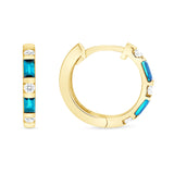 14K Gold London Blue Topaz & Diamond Huggie Earrings - Abtin & Company 