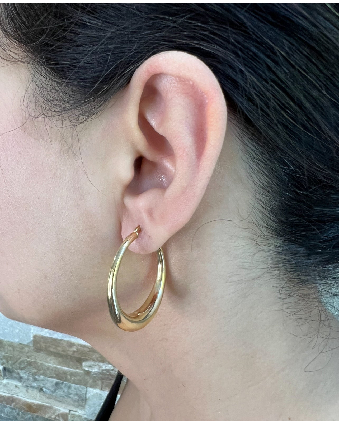 14K Gold Tapered Hoop Earrings