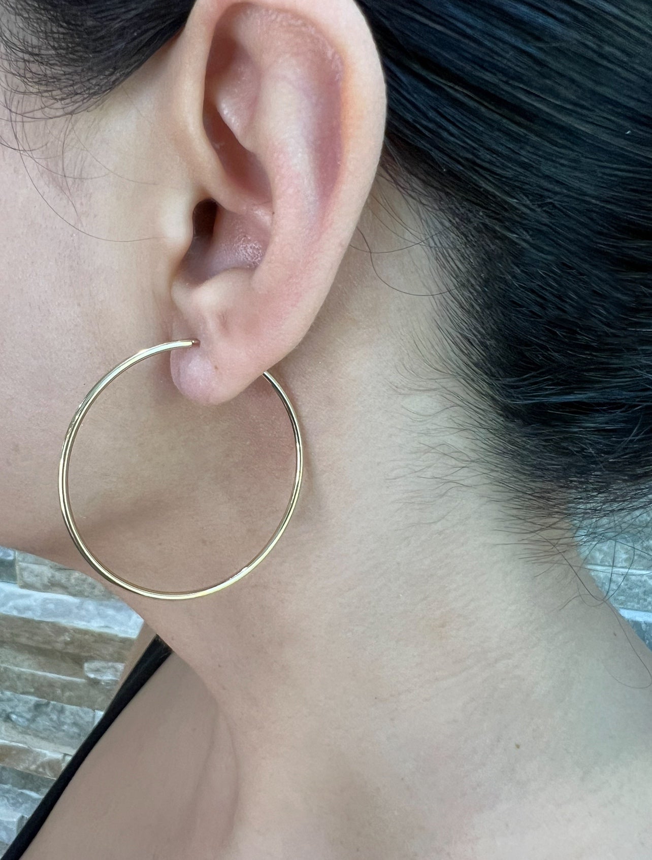 14K Gold Endless Large Tube Hoop earrings