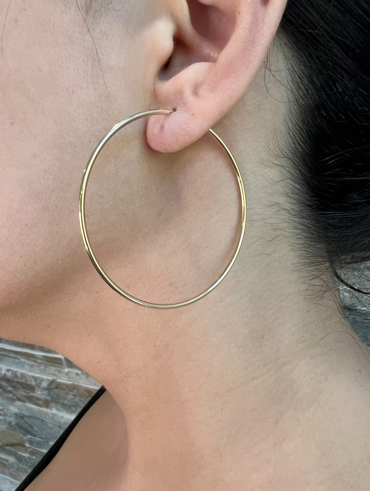 14K Gold Endless Large Tube Hoop earrings