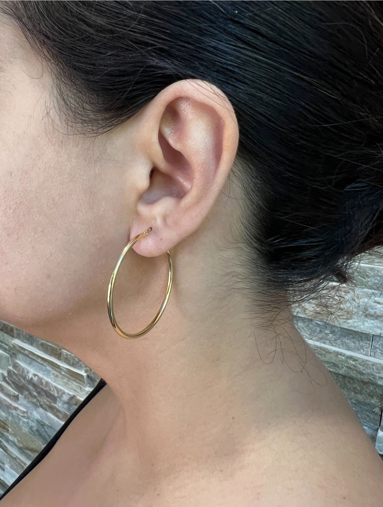 14K Gold Large Tube Hoop earrings