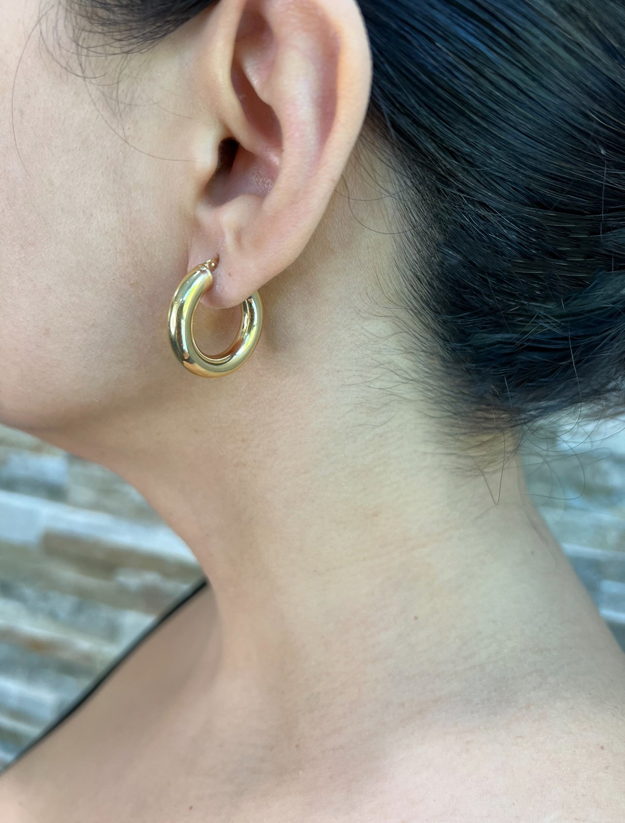 14K Gold Tube Hoop earrings