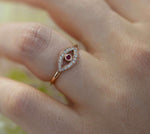 14K Gold Diamond & Blue Sapphire Evil-eye Ring - Abtin & Company 
