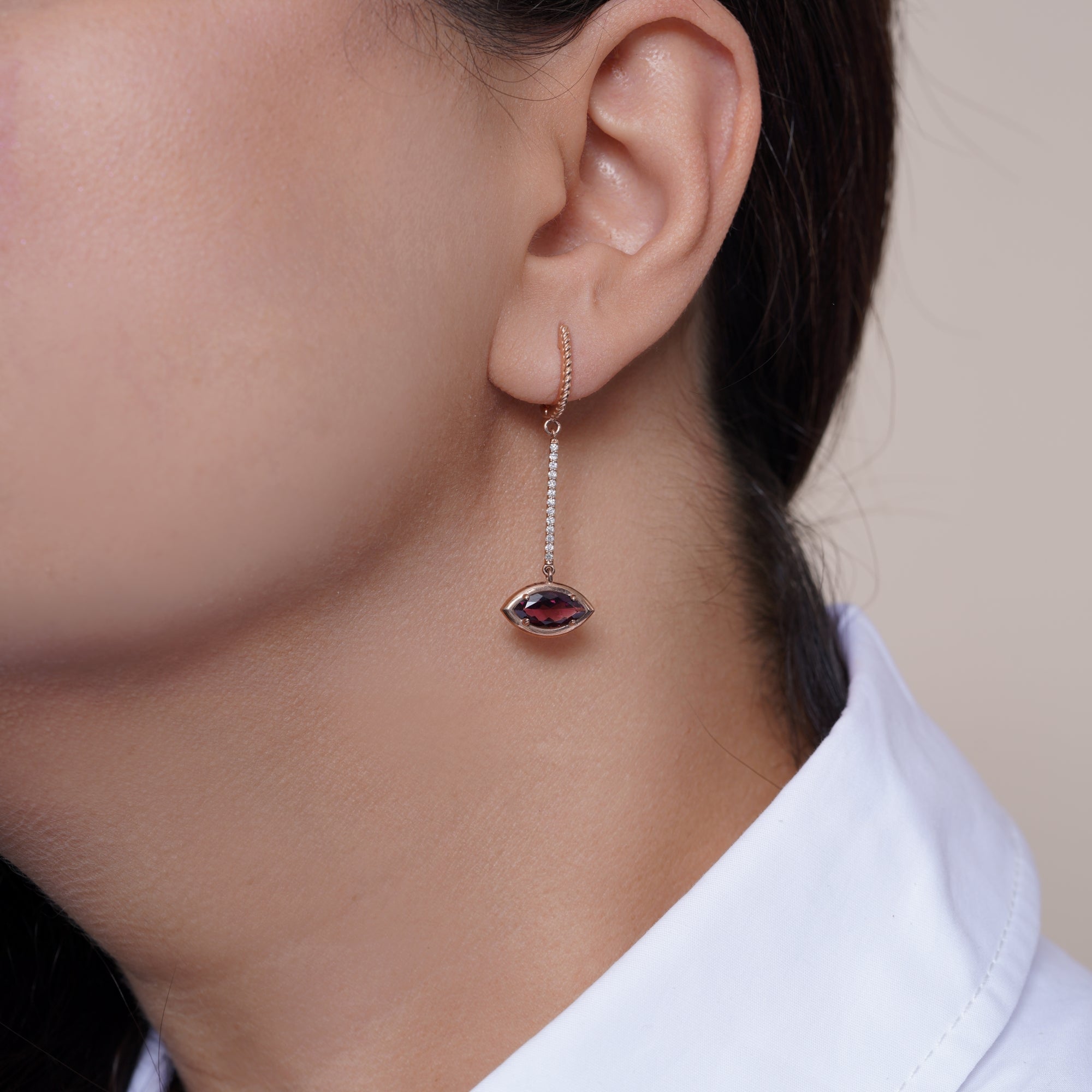 Riviera Marquise Pink Tourmaline Drop Earrings