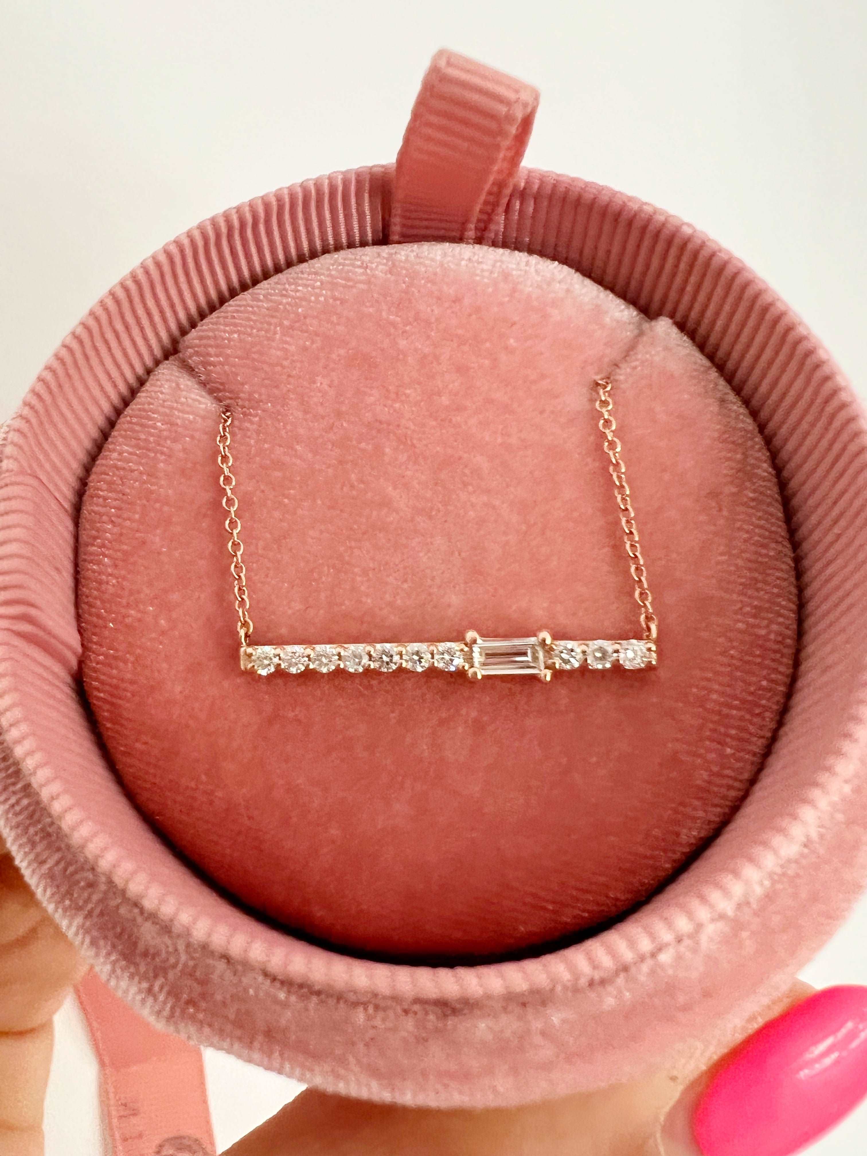 14K Gold Diamond Bar Pendant - Abtin & Company 