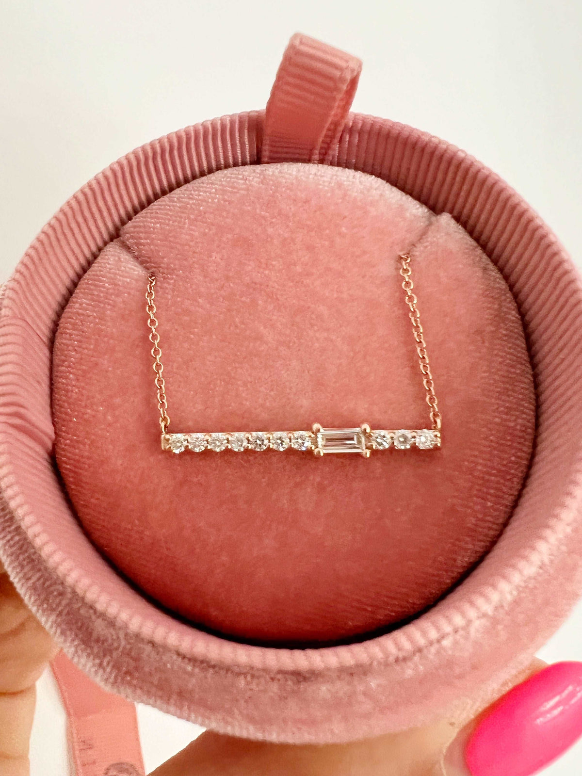 14K Gold Diamond Bar Pendant - Abtin & Company 