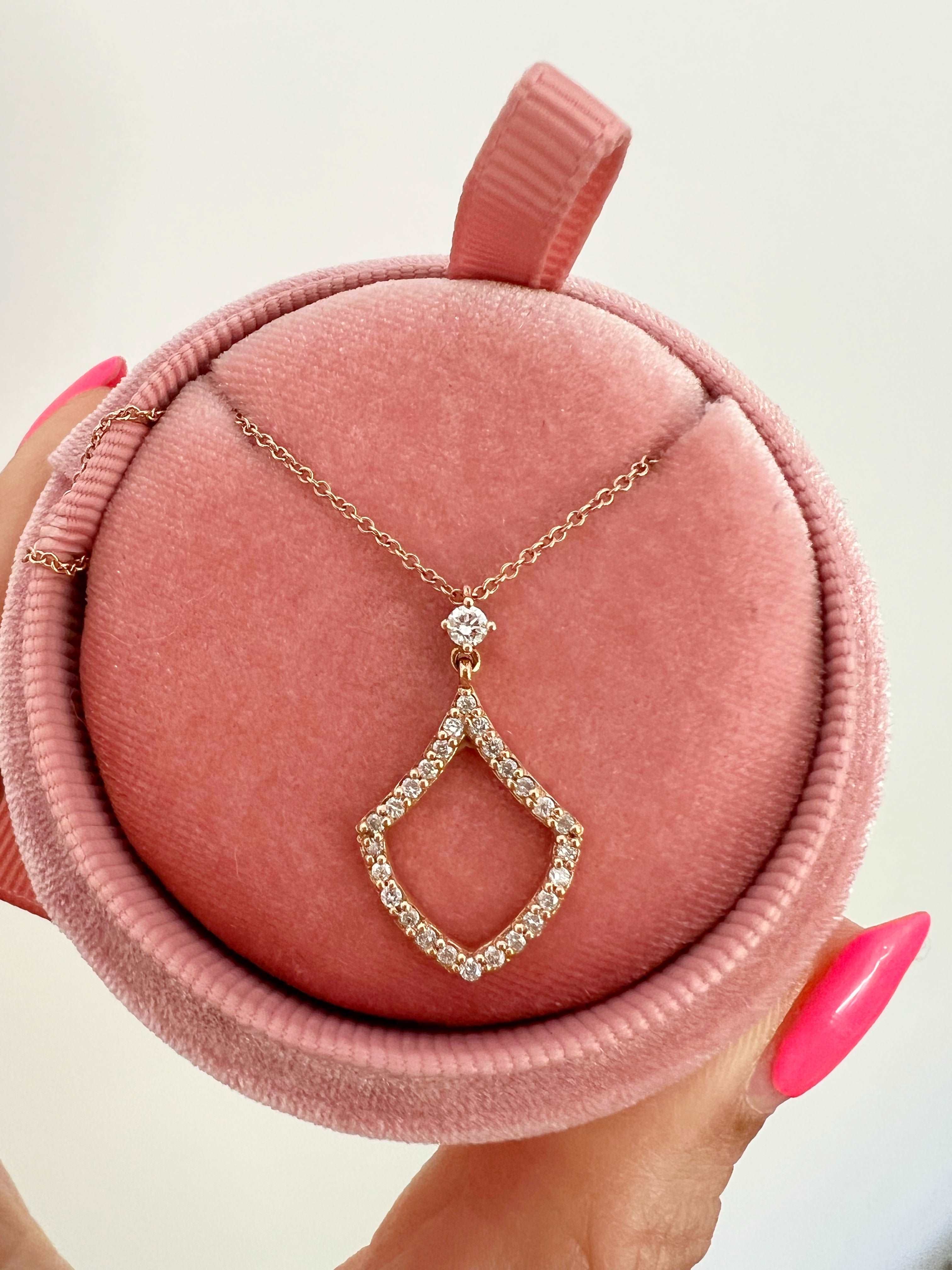 14K Diamond Open Pear-Shape Pendant - Abtin & Company 