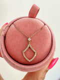 14K Diamond Open Pear-Shape Pendant - Abtin & Company 