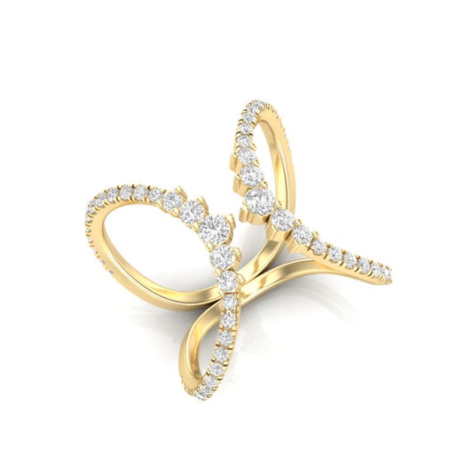 14K Gold Diamond Double Open Circle Eternity Ring - Abtin & Company 