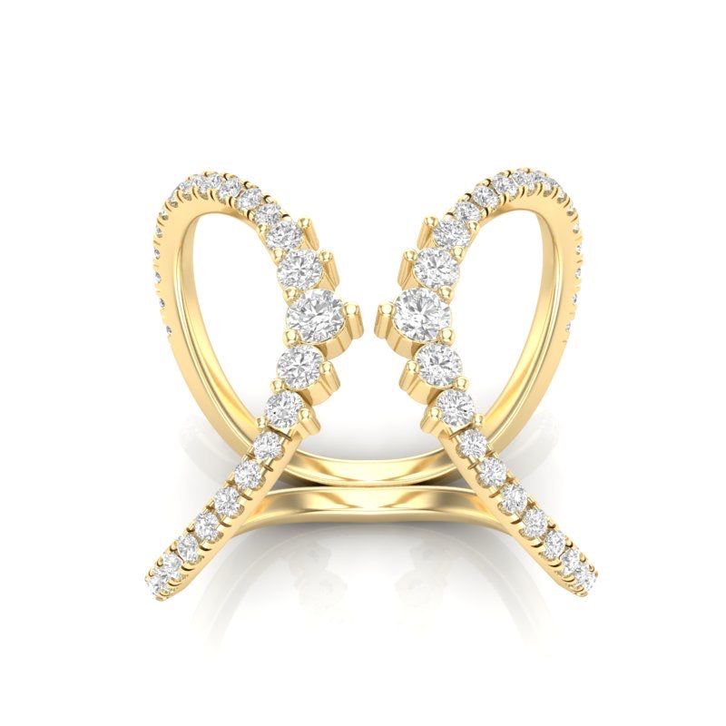 14K Gold Diamond Double Open Circle Eternity Ring - Abtin & Company 