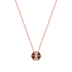 14k Rose Gold Hexagon Diamond & Black Diamond Necklace - Abtin & Company 