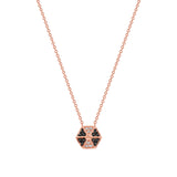 14k Rose Gold Hexagon Diamond & Black Diamond Necklace - Abtin & Company 