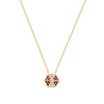 14k Gold Hexagon Diamond & Amethyst Necklace - Abtin & Company 
