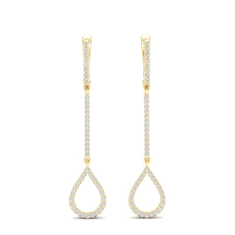 14K Gold Diamond Teardrop Dangle Earring - Abtin & Company 