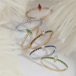 14K Gold Diamond & Emerald Marquise Design Stackable Ring - Abtin & Company 