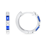 14K Gold Blue Sapphire & Diamond Huggie Earrings - Abtin & Company 