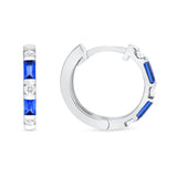 14K Gold Blue Sapphire & Diamond Huggie Earrings - Abtin & Company 