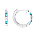 14K Gold London Blue Topaz & Diamond Huggie Earrings - Abtin & Company 