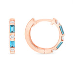 14K Gold London Blue Topaz & Diamond Huggie Earrings - Abtin & Company 