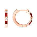 14K Gold Ruby & Diamond Huggie Earrings - Abtin & Company 