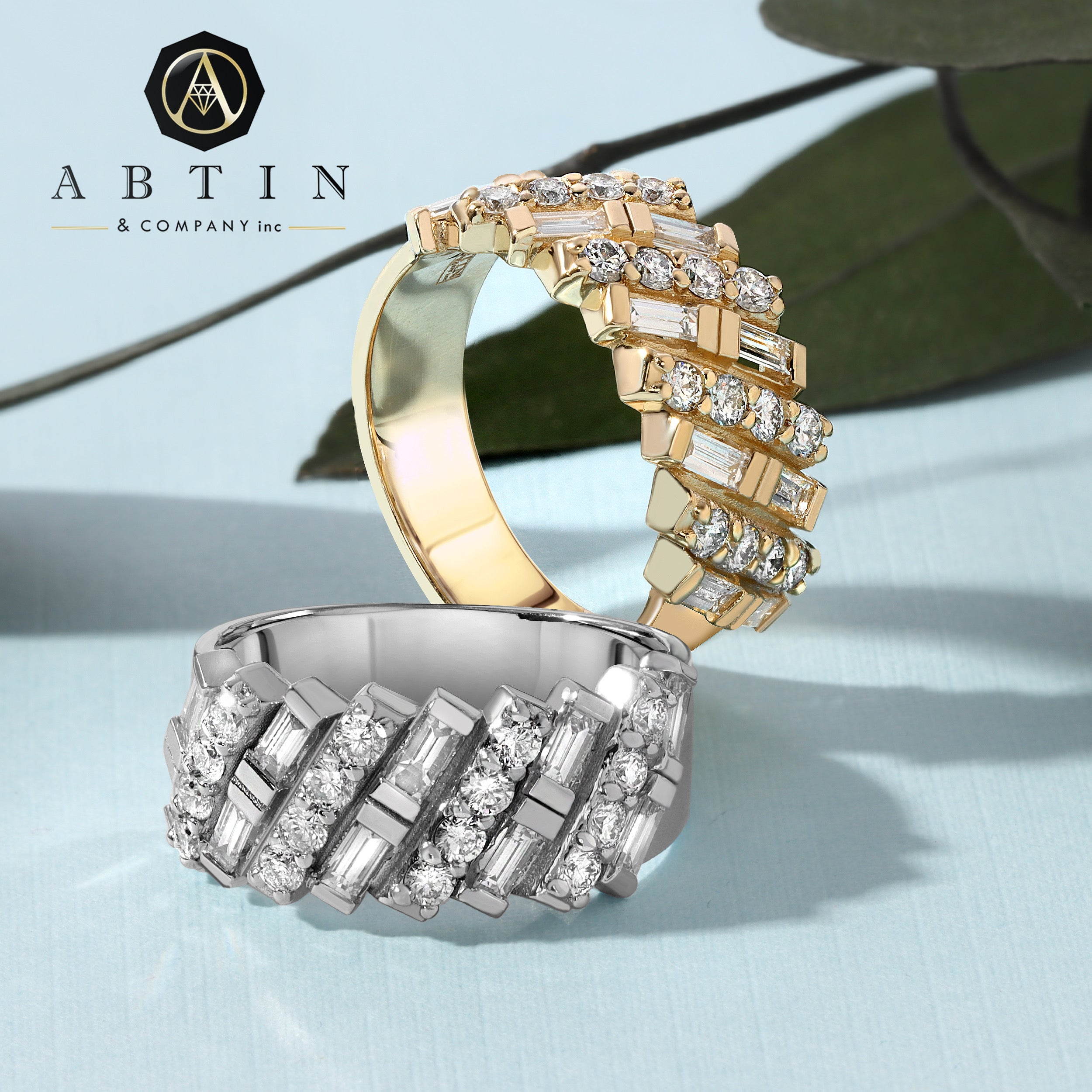 14k Round & Baguette Diamond Ring - Abtin & Company 