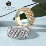 14k Round & Baguette Diamond Ring - Abtin & Company 