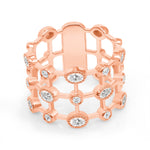 14K Yellow Gold Multi Shape Diamond Lace Cigar Ring Band - Abtin & Company 