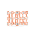14K Yellow Gold Multi Shape Diamond Lace Cigar Ring Band - Abtin & Company 