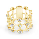 14K Yellow Gold Multi Shape Diamond Lace Cigar Ring Band - Abtin & Company 