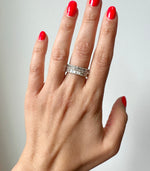 14K Gold Emerald Cut Three Quarter Way Eternity Prong Set Lab Grown Diamond Wedding Band Ring - Abtin & Company 