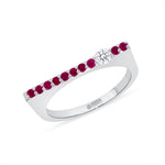 14K White Gold Ruby And Diamond Stacking Bar Ring - Abtin & Company 