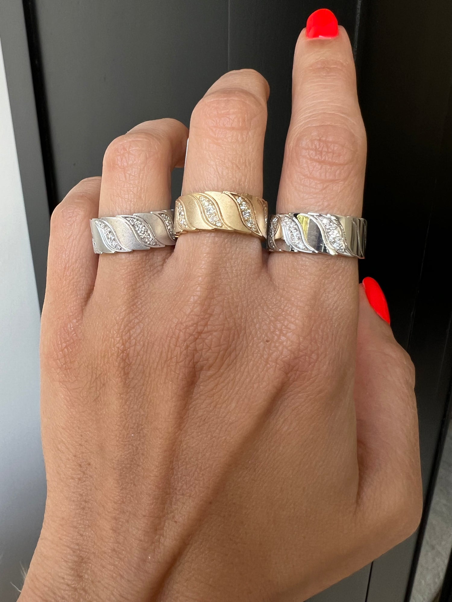 14K Gold Diamond Wide Statement Ring - Abtin & Company 