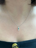 14K Yellow Gold Baguette Emerald And Diamond Vertical Bar Pendant - Abtin & Company 
