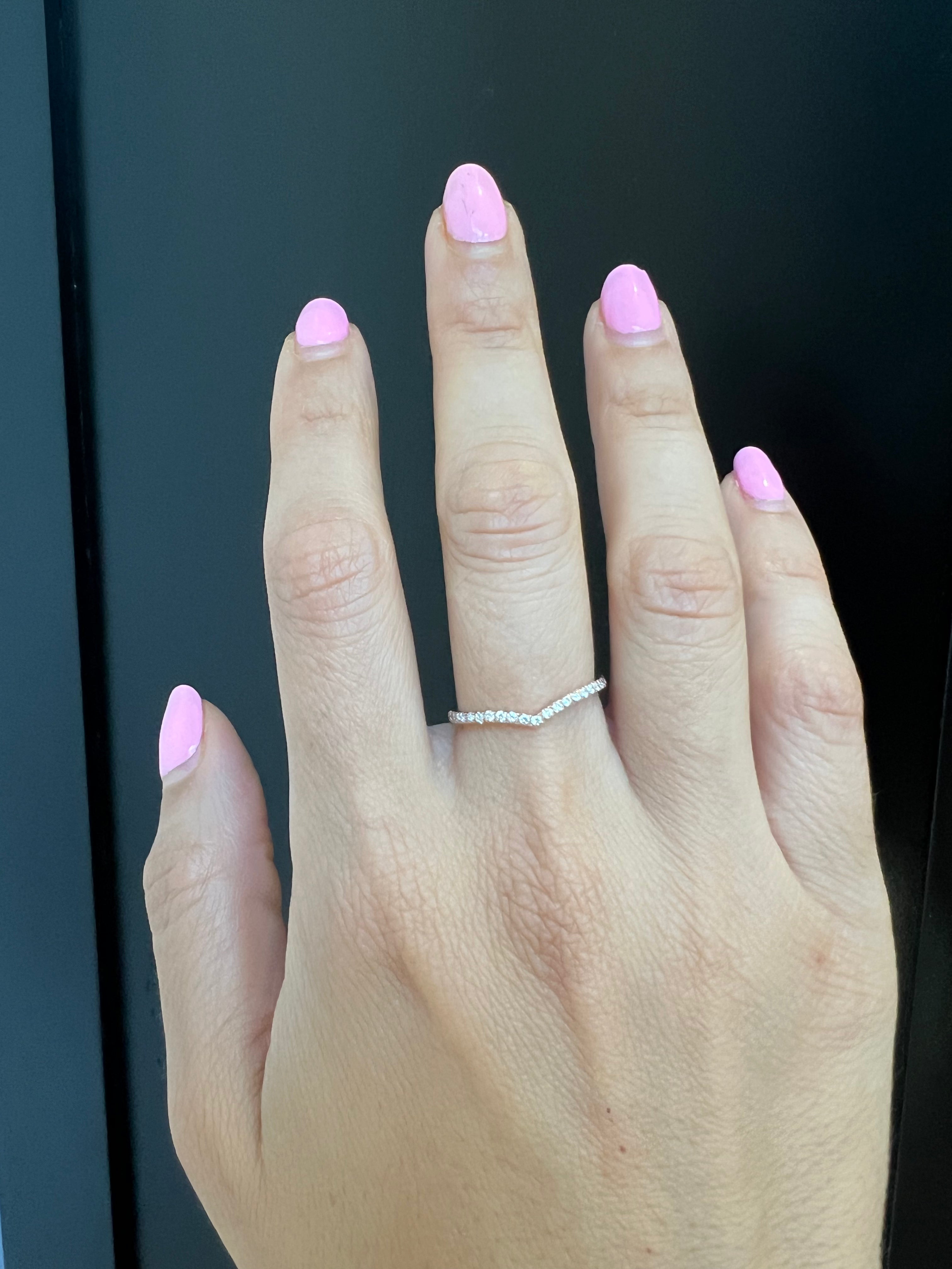 14k Gold Diamond Chevron Stackable Ring Wedding Band - Abtin & Company 