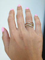 14k Gold Diamond Crossover Ring Wedding Band - Abtin & Company 
