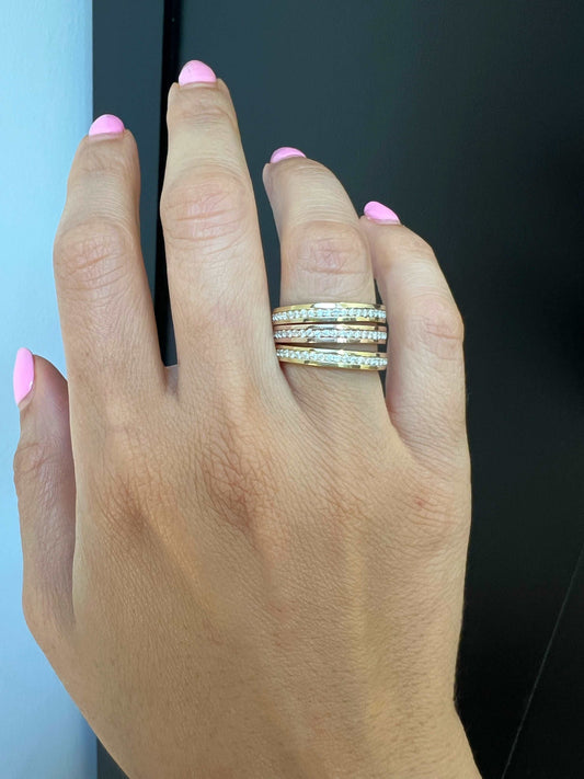 14k Gold Channel Set Diamond Stackable Ring Wedding Band - Abtin & Company 