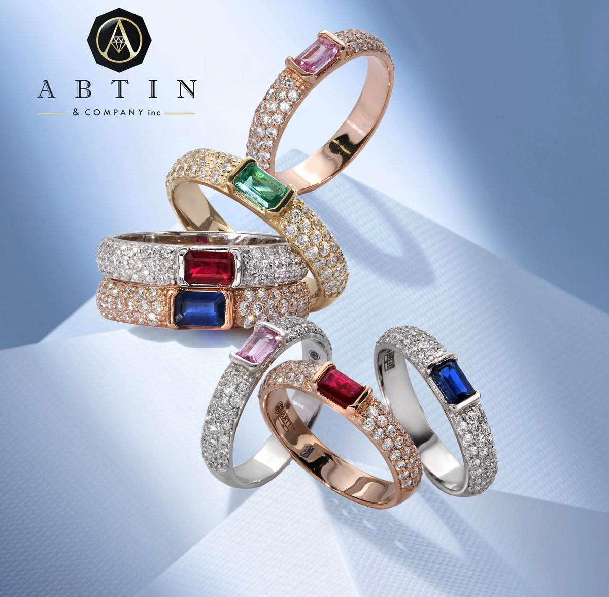 14K Gold Diamond & Emerald-cut Pink Sapphire Ring - Abtin & Company 