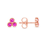 14K Gold Trio Pink Sapphire Stud Earrings - Abtin & Company 