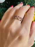 14K Gold Black Diamond & Diamond Art Deco Stacking Ring - Abtin & Company 