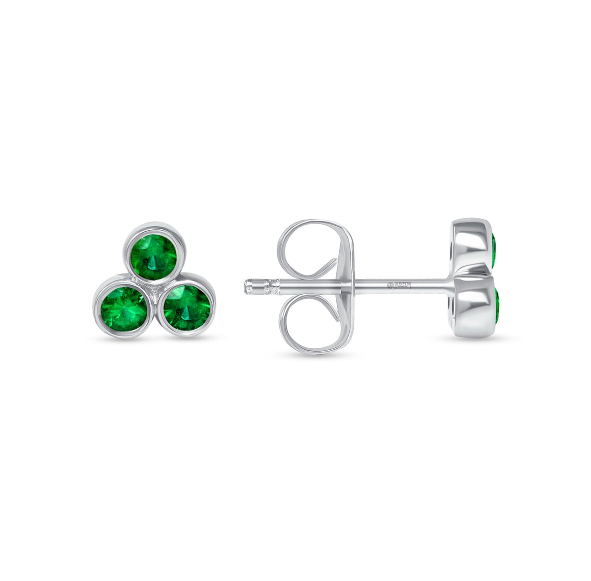 14K Gold Trio Emerald Stud Earrings - Abtin & Company 