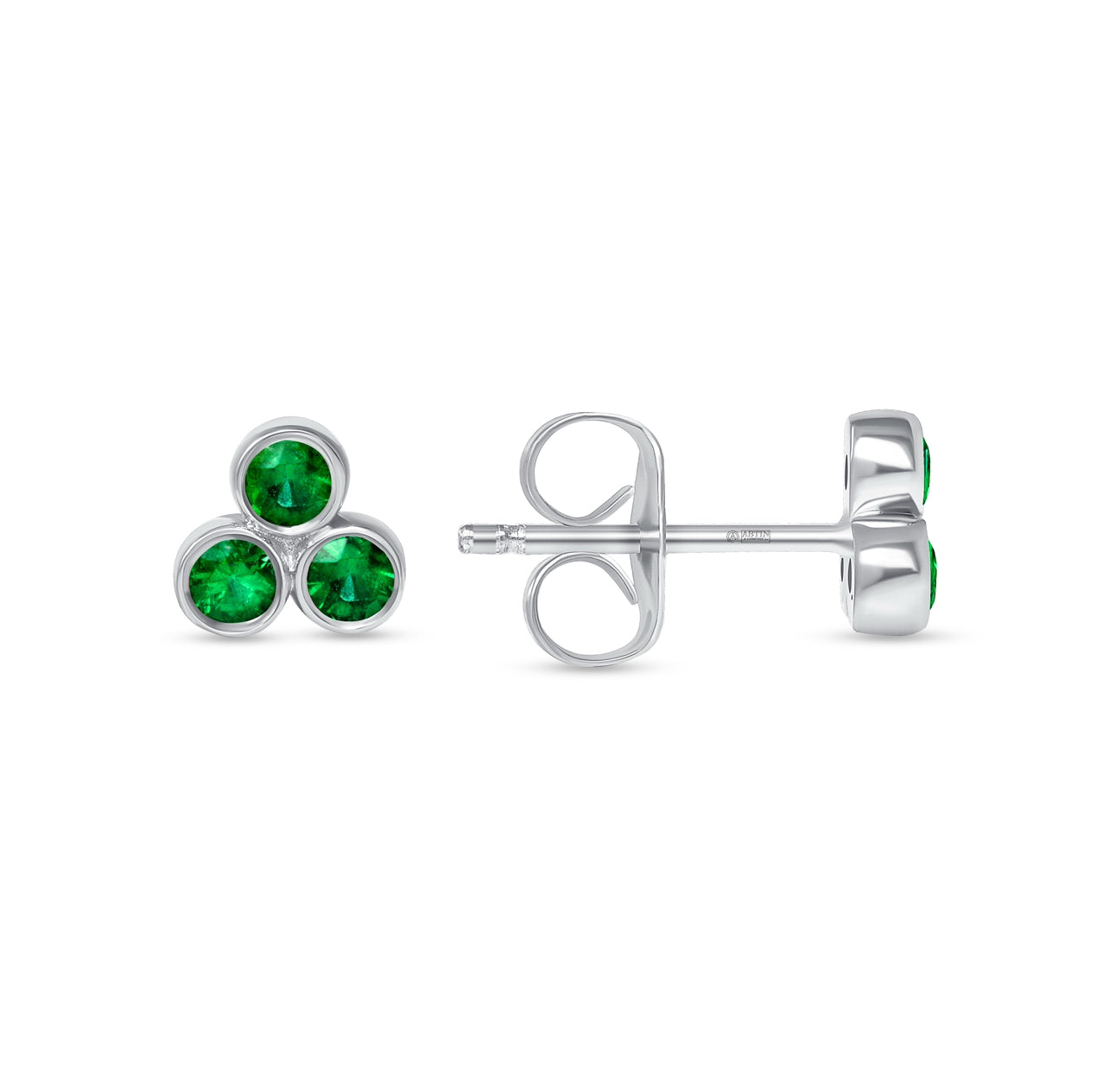 14K Gold Trio Emerald Stud Earrings - Abtin & Company 