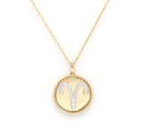 14K Yellow Gold & Diamond Aries Zodiac Medallion
