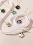 14K Gold Lapis & Diamond Virgo Zodiac Medallion